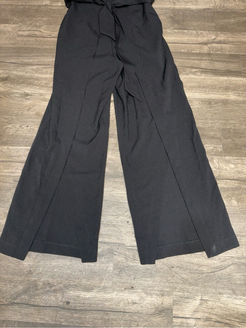 INC International Concepts Black Sleeveless Wide-Leg Jumpsuit with Front Slits - Picture 4 of 11